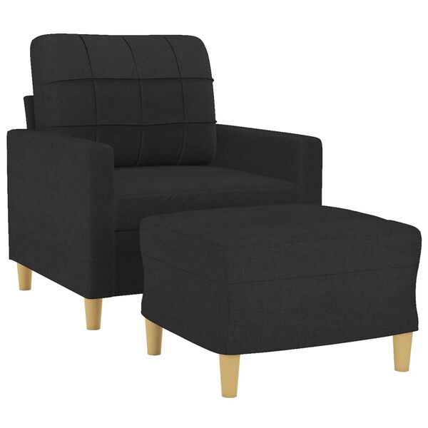 vidaXL Sessel mit Hocker Schwarz 60 cm Stoff