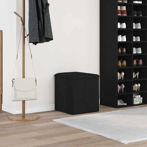 vidaXL Sitzbank mit Stauraum Schwarz Eichen-Optik 42 x 42 x 45 cm