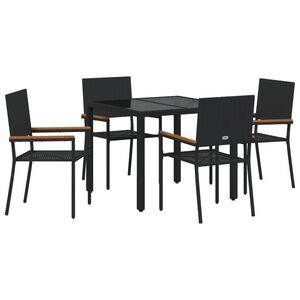 vidaXL Garten Essgruppe 5 pcs Schwarz Poly-Rattan