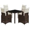vidaXL 5-tlg. Garten-Bistro-Set mit Kissen Braun Poly Rattan