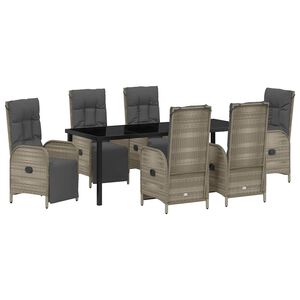 vidaXL Garten Essgruppe 7 stk. Grau Poly-Rattan