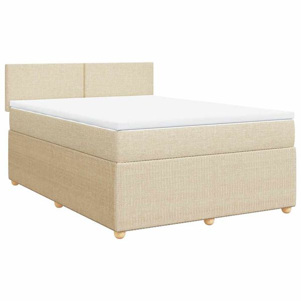 vidaXL Boxspringbett mit Matratze Creme 140x190 cm Stoff