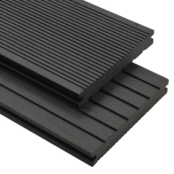 vidaXL WPC Massive Terrassendielen mit Zubehör 10 m² 2,2 m Schwarz