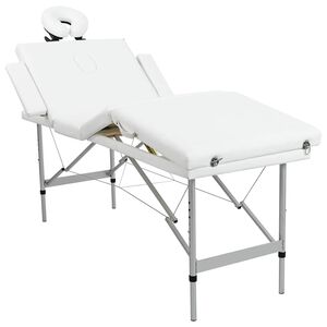 vidaXL Massagetisch mit Aluminiumrahmen, faltbar 4 Zonen Creme-Wei&szlig;