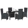 vidaXL Garten Essgruppe mit Kissen 5 pcs Schwarz Poly-Rattan