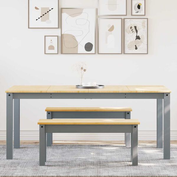 vidaXL 3-tlg. Essgruppe Panama Grau Massivholz Kiefer