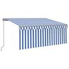 vidaXL Manuelle Markise mit Solar-LED 3,5 x 2,5 m Blau-wei&szlig; gestreift