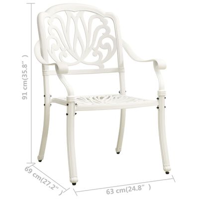 vidaXL Gartenstühle 2 Stk. Aluminiumguss Weiß