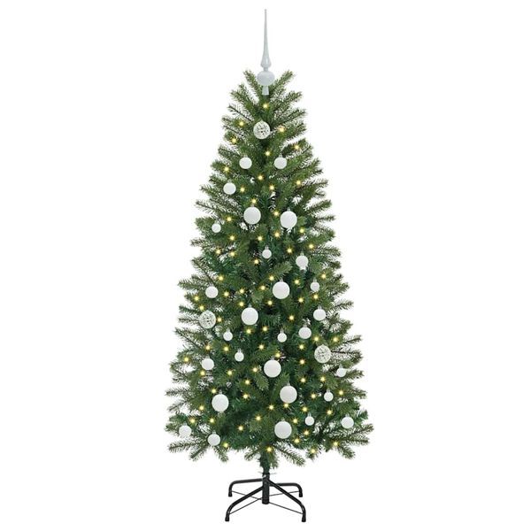 vidaXL K&uuml;nstlicher Weihnachtsbaum mit 150 LEDs Gr&uuml;n 150 cm PE und PVC