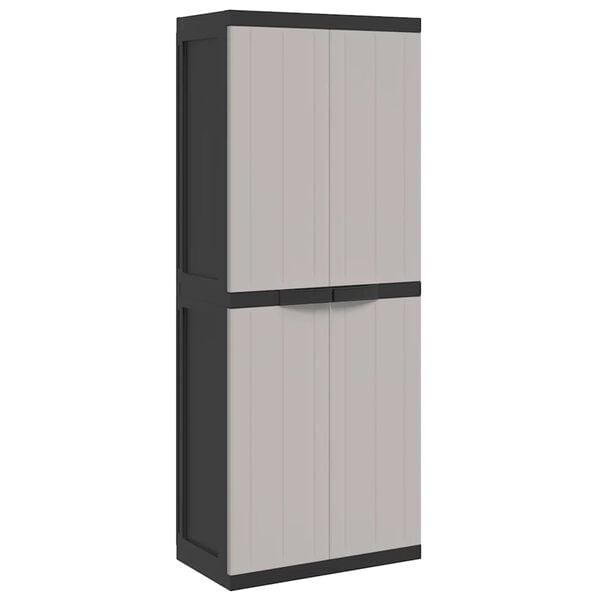 vidaXL Gartenschrank Grau und Schwarz 65x37x165 cm PP