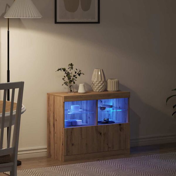 vidaXL LED-Sideboard Braun 81 x 37 x 66,5 cm Holzwerkstoff