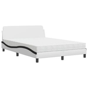 vidaXL Bett mit Matratze "Dover" Wei&szlig; und Schwarz 140x190 cm Kunstleder