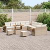 vidaXL Garten-Sofa-Set mit Kissen 13 pcs Beige Poly Rattan