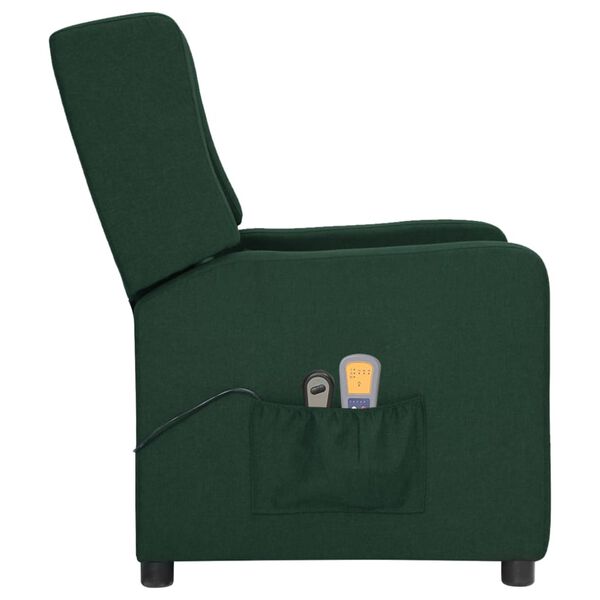 vidaXL Elektrischer Massagesessel Dunkelgrün Stoff