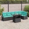 vidaXL Gartensofa-set mit Speicher 7 pcs Schwarz und Blau Poly-Rattan