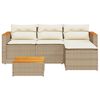 vidaXL 3-tlg. Garten-Sofagarnitur mit Kissen Beige Poly Rattan
