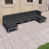 vidaXL 7-tlg. Garten-Lounge-Set mit Kissen Grau Massivholz Kiefer