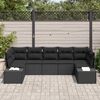 vidaXL Gartensofa-set mit Kissen 7 pcs Schwarz Poly-Rattan
