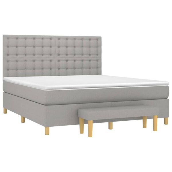vidaXL Boxspringbett mit Matratze Hellgrau 160x200 cm Stoff