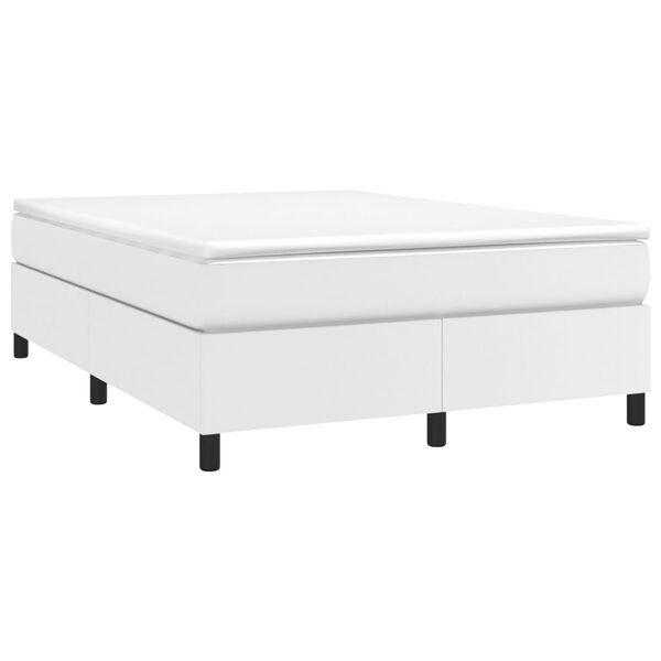 vidaXL Boxspringbett mit Matratze Wei&szlig; 140x200 cm Kunstleder