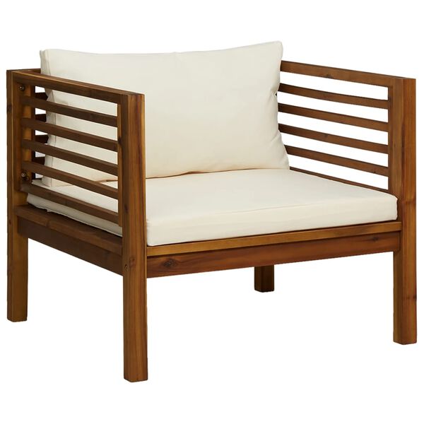 vidaXL 5-tlg. Garten-Lounge-Set mit Creme Kissen Massivholz Akazie