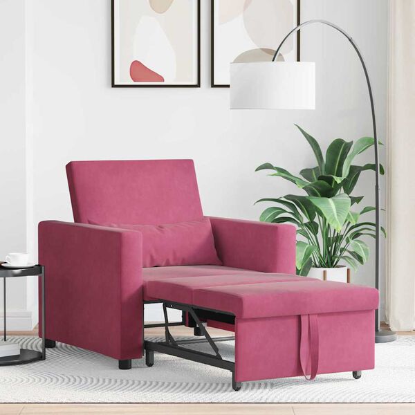 vidaXL Einzel-Schlafsofa mit Rädern Weinrot 90 x 165 x 87 cm Samt