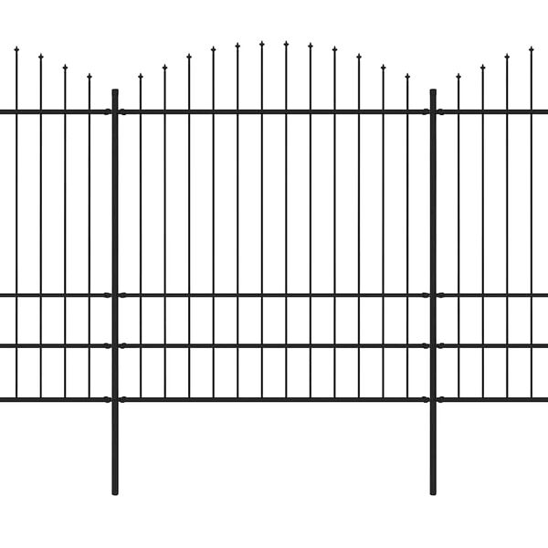 vidaXL Gartenzaun mit Speerspitze Stahl 537 x 200 cm Schwarz