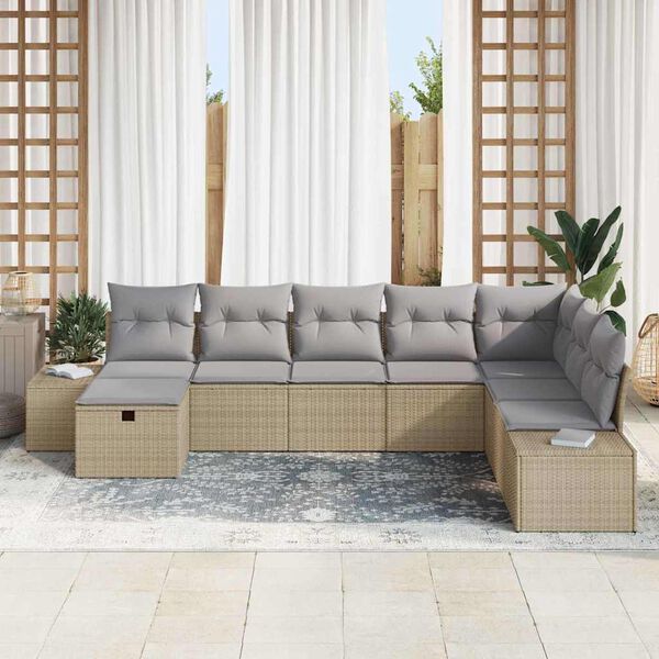 vidaXL Garten-Sofa-Set 8 pcs Beige 55 x 62 x 69 cm Poly Rattan