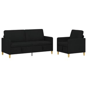 vidaXL Sofa Set mit Stauraum 2 stk. Schwarz Polyester