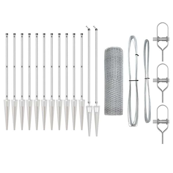 vidaXL Zaunpfosten Silber 25 x 0,4 m (25 mm Masche) Stahl