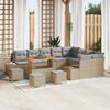 vidaXL Gartensofa-set mit Kissen mit Speicher 13 pcs Beige Poly Rattan