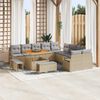 vidaXL Garten-Sofa-Set mit Kissen 13 pcs Beige Poly Rattan