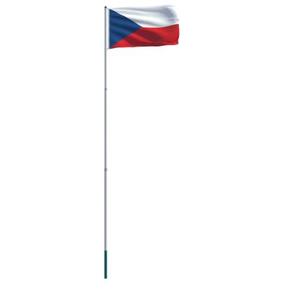 vidaXL Flagge Tschechiens und Mast Aluminium 6 m