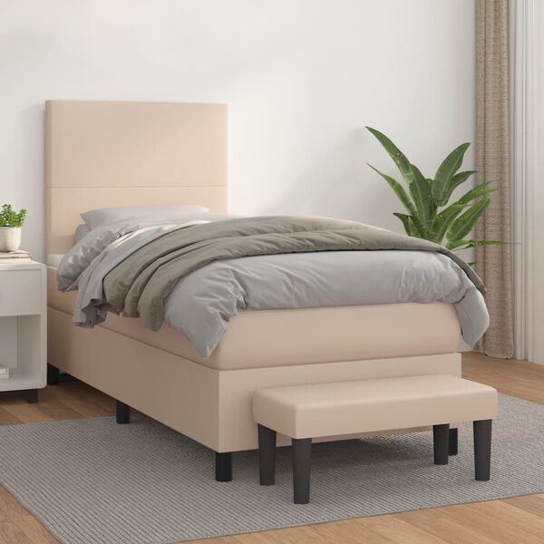 vidaXL Boxspringbett Matratze Cappuccino-Braun 100x200cm Kunstleder