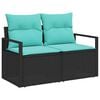 vidaXL Gartensofa-set mit Speicher 7 pcs Schwarz und Blau Poly-Rattan