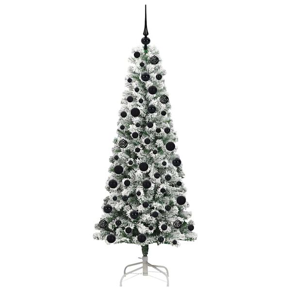 vidaXL K&uuml;nstlicher klappbarer Weihnachtsbaum Gr&uuml;n und Wei&szlig; 180 cm