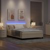 vidaXL Boxspringbett mit Matratze mit LED Creme 140 x 200 cm Stoff