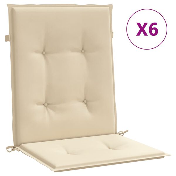 vidaXL Gartenstuhlauflagen f&uuml;r Niedriglehner 6 Stk. Beige 100x50x3 cm