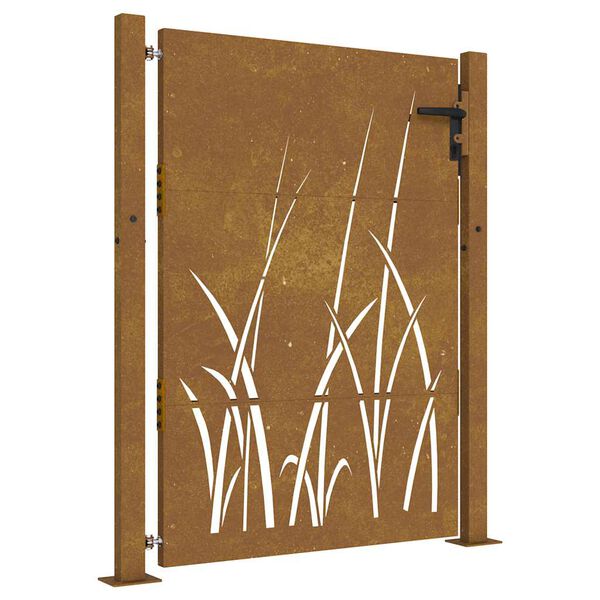 vidaXL Gartentor 100x150 cm Cortenstahl Gras-Design