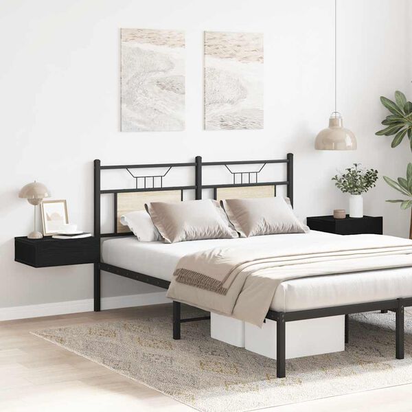 vidaXL Schwebende Nachttische 2 St&uuml;ck Schwarze Eiche 40 x 32 x 15 cm Holzwerkstoff