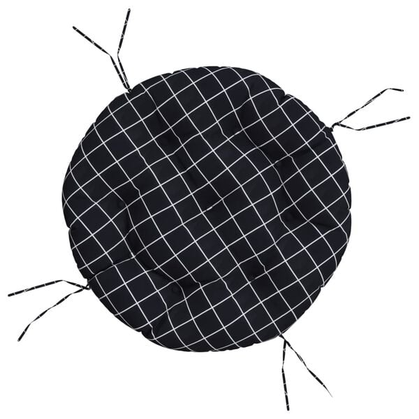 vidaXL Kissen Rund Schwarz Karomuster &Oslash; 60x11 cm Oxford-Gewebe