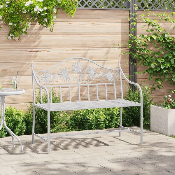 vidaXL Gartenbank Wei&szlig; 104 x 54 x 93cm Stahl