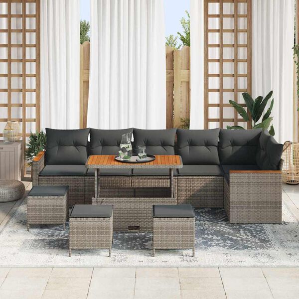 vidaXL Gartensofa-set 10 pcs Grau Poly-Rattan
