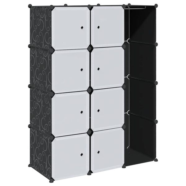 vidaXL Modularer Schrank mit 9 F&auml;chern 109x36,5x143cm Schwarz und Wei&szlig;
