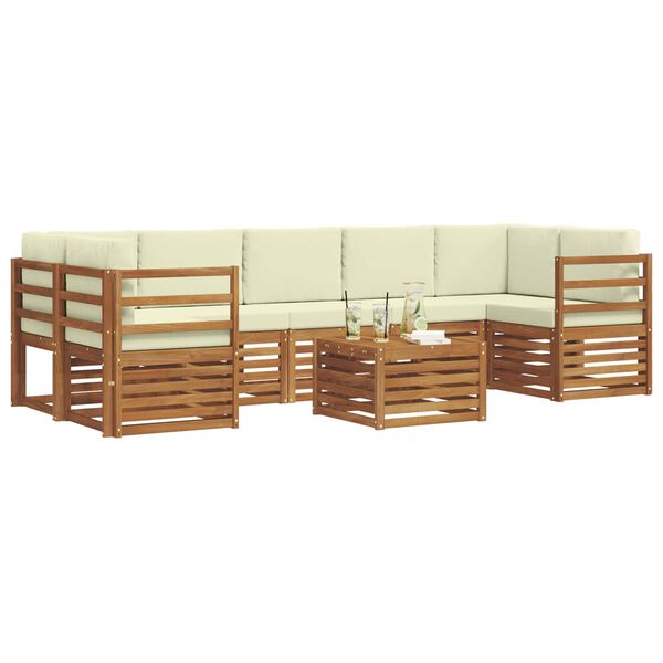vidaXL Sofagarnituren 8 pcs Natur und Creme Massivholz Akazie