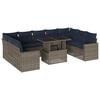 vidaXL 10-teiliges Gartensofa-Set mit Kissen, grau, Polyrattan