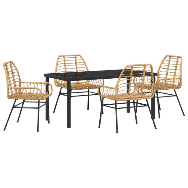 vidaXL Garten Essgruppe 5 pcs Braun Poly-Rattan