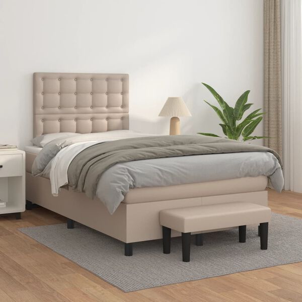 vidaXL Boxspringbett Matratze Cappuccino-Braun 120x190 cm Kunstleder