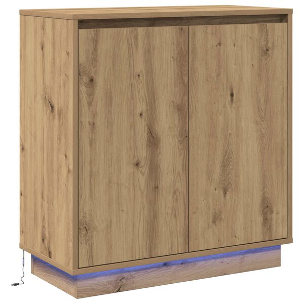 vidaXL LED-Sideboard Artisan-Eiche 71 x 34,5 x 75 cm Holzwerkstoff