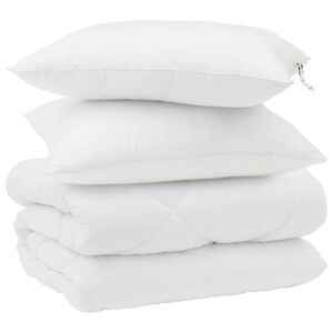 vidaXL Winterbettdecke mit Kissen 3 stk. Wei&szlig; Mikrofaser